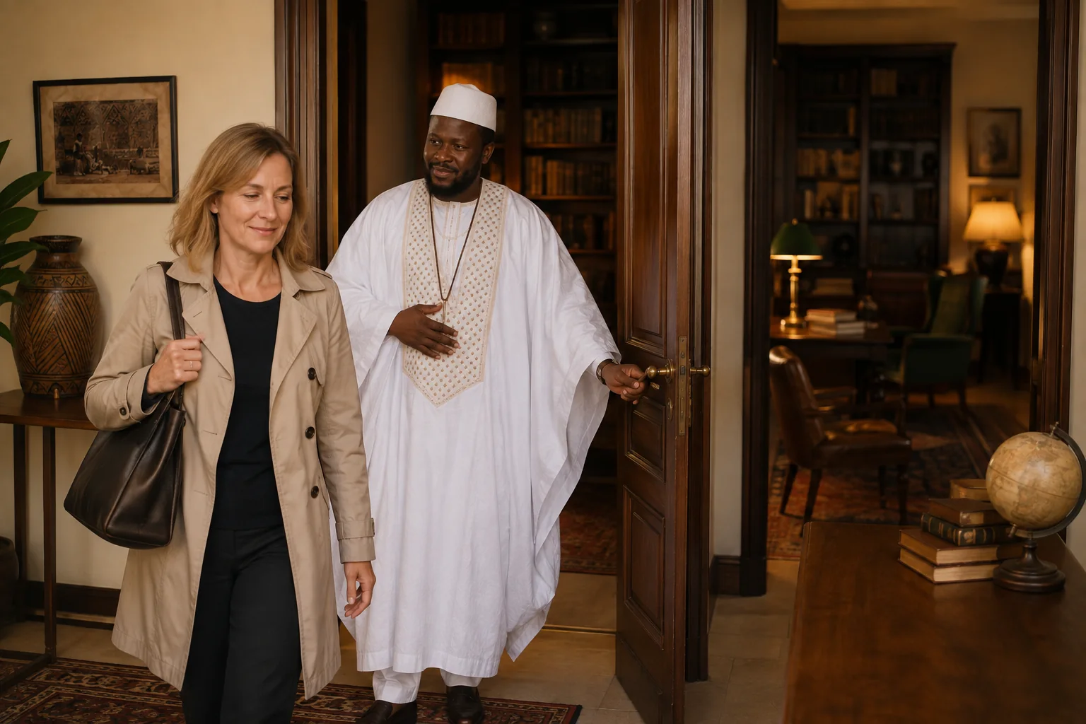 Une cliente quitte calmement le cabinet du Professeur Tate